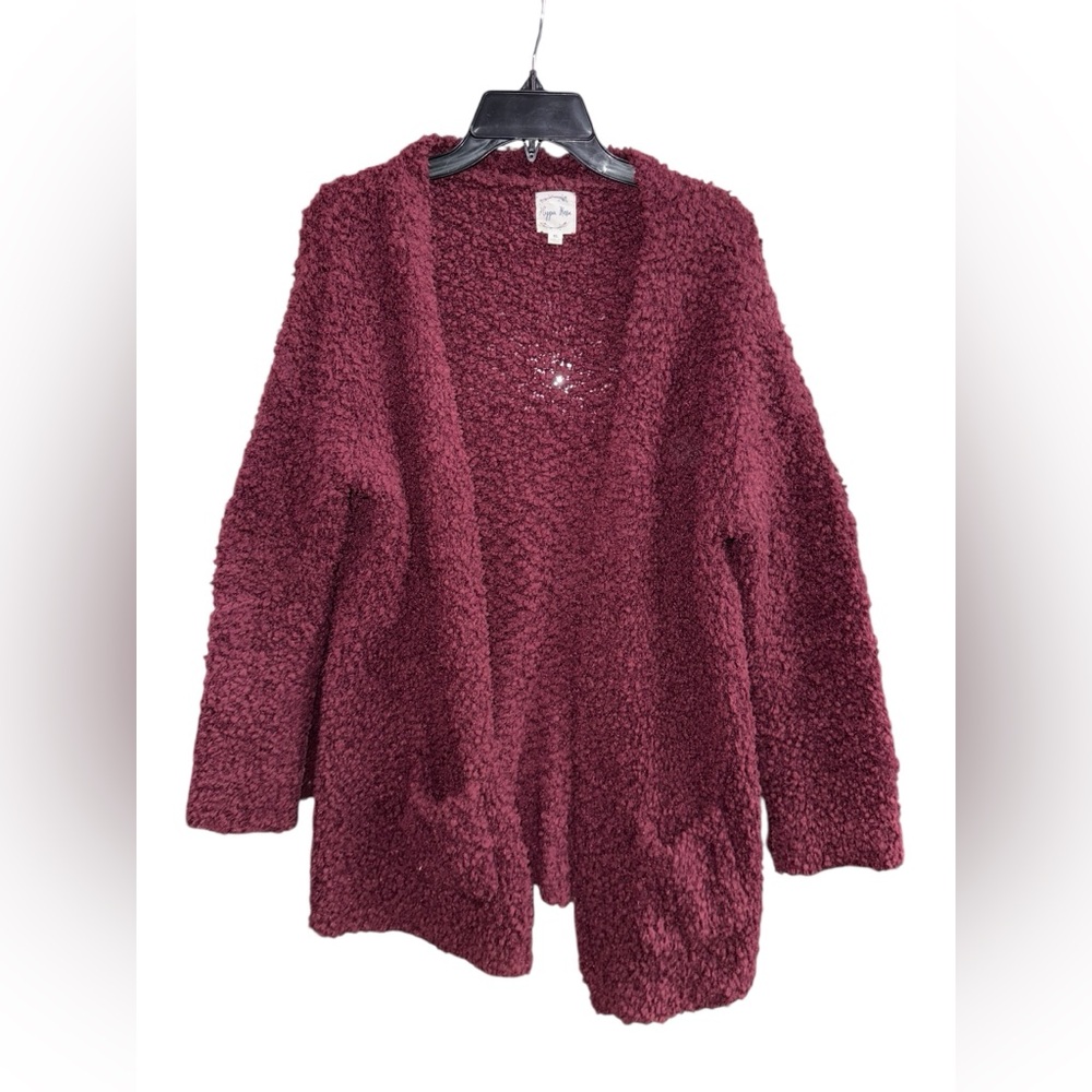 Hippie Rose Deep Red Sherpa Cardigan Sweater XL